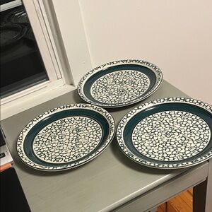 Country Crock Green Splattered Dessert Plates